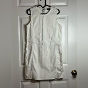 Lauren Ralph Lauren White Sleeveless Sheath Denim Raw Edge Neckline Hem Dress